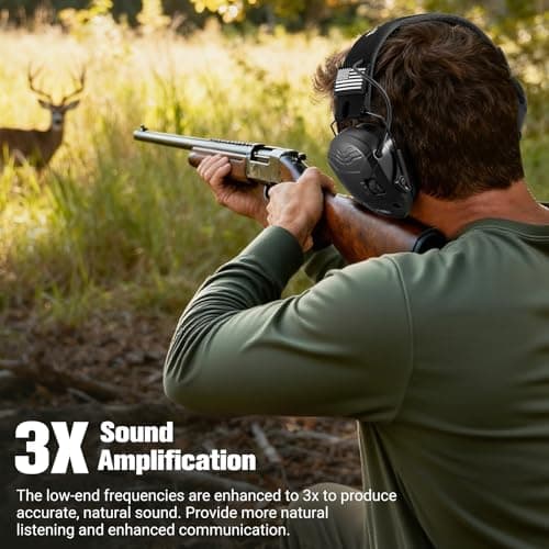 PYBBO Shooting Ear Protection with Gel Ear Pads, NRR 23dB Active Noise Reduction & 3X Sound Amplification Gun Range Earmuffs