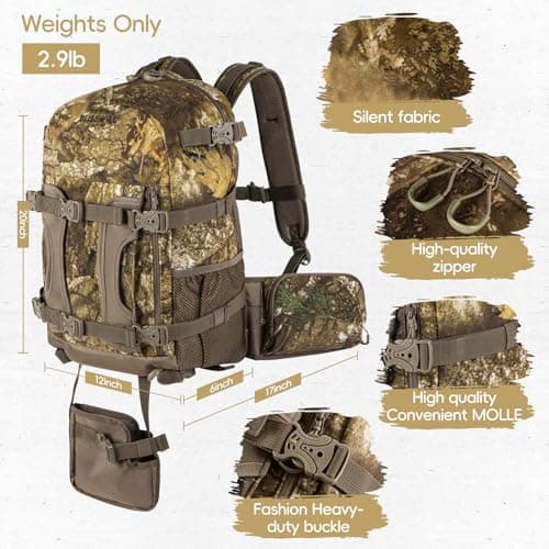 BLISSWILL Hunting Backpack Hunting Day Pack with rifle holder Hunting Gear Accessories gift for men(Timbreon camo)
