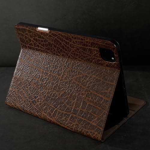 Gexmil Genuine Leather Case for iPad Pro 13 Inch (M5/M4) 2025/2024 with Pencil Holder,Protective Shockproof Smart Premium Leather Folio Cover Adjustable Stand Auto Sleep/Wake Anti-Slip, Buffalo Brown