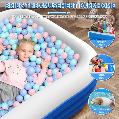 Inflatable Swimming Pool, Blow up Pool, Above Ground Swimming Pool for Family,Pool for Adults 120x 72 x 22 inch Full-Sized Inflatable Pool for Outdoors, Backyard