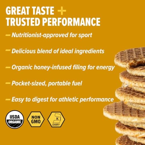 Honey Stinger Organic Honey Waffle, Energy Stroopwafel for Exercise, Endurance and Performance, Sports Nutrition for Home & Gym, Pre and Post Workout, 16.96 Ounces (Pack of 16) B004F1LNDI