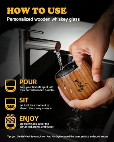 Whiskey Bourbon Gifts for Men Brother Him Personalized Charred Wooden Bourbon Drinkins Glass, Eneraved Whiskey Tumbler Cup J Birthday Gifts for Men Dad Husband Whiskey Glass Anniversary Groomsmen Gift B0FRLJKQFP