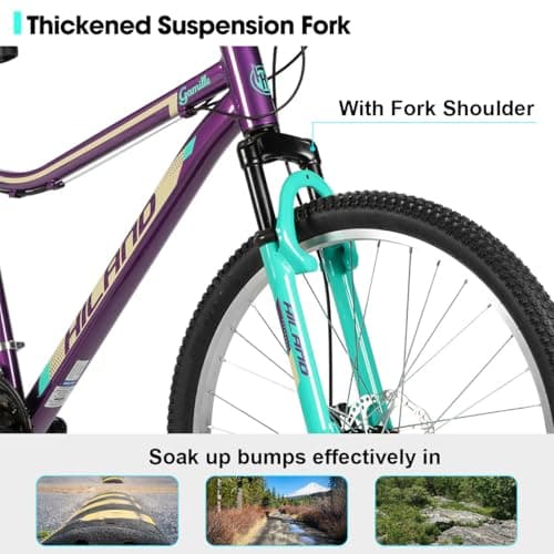 HILAND 20 Inch 26 Inch Mountain Bike for Women Girl, Lock-Out Suspension Fork, Aluminum Frame, Adult Ladies Mens MTB Bicycle