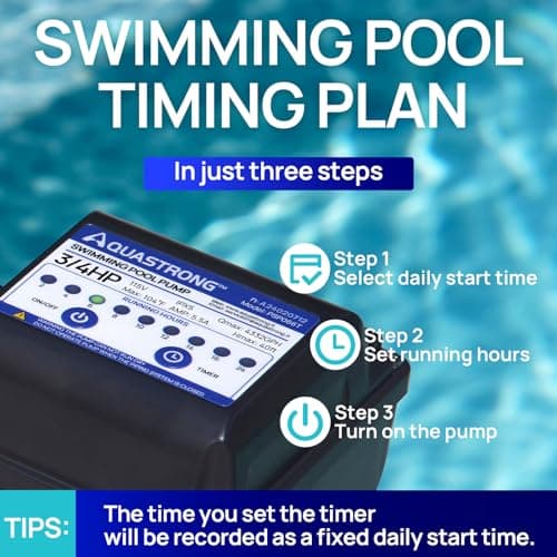 AQUASTRONG Above Ground Pool Pump 115v High Flow 1.25"&1.5''adapter Powerful Self Primming Swimming Pool Pumps with Filter Basket,4332GPH 3/4 HP with Timer