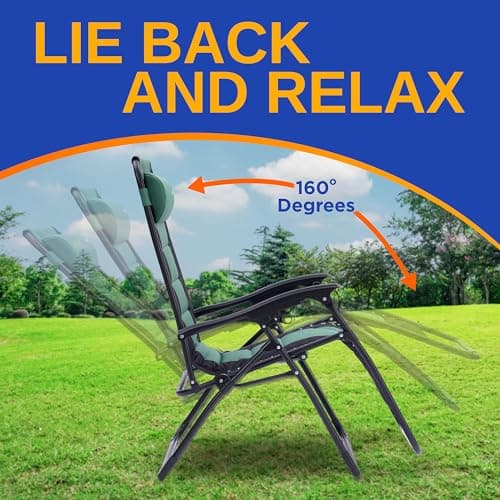 SereneLife Oversized Padded Zero Gravity Lounge Chair, Foldable Outdoor Patio Recliner, Anti Gravity Lawn Recliner with Cup Holder and Side Table for Backyard, Camping, Beach or Outdoor Relaxation
