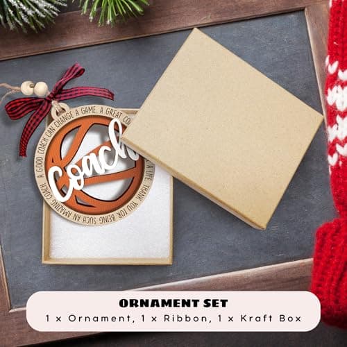 MAPDTWO Basketball Coach Ornament - Basketball Coach Gifts - Christmas Thank You Appreciation Sports Gifts for Coaches - 2 Layered Wood Ornament 2025