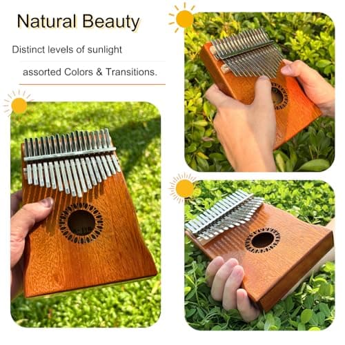 Kalimba Thumb Piano 17 Keys, Portable Mbira Finger Piano Gifts for Kids and Adults Beginners Wood