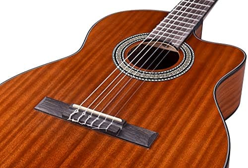 WINZZ AC309CE 39 Inches Cutaway Nylon-string Classical Electric Guitar Build-in Pickup Kit Set Online Lessons