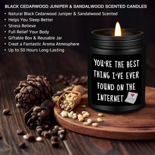 Anniversary Birthday Gifts for Men, Gifts for Boyfriend, Funny Romantic Wedding Gift for Men, Him, Boyfriend, Husband, Best Friends, Lover, Black Cedar Juniper Sandalwood Candle