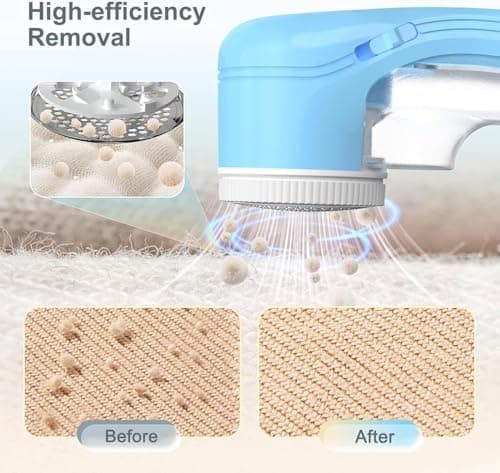 Fabric Shaver, Lint Remover for Clothes, Electric Lint Remover with 3 Replaceable Blades, Removes Fabric Pills, Rechargeable Sweater Defuzzer Pill Remover, Depiller Effectively Remove Pills (Blue)