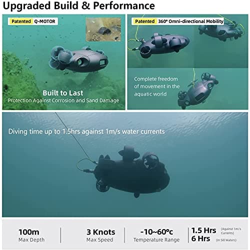 FIFISH M100A Industrial Case Mini Rov Underwater Drone with 4K Camera Submarine Diving 14400mAH VR Underwater Robot Arm for Pipeline Inspection Fishery