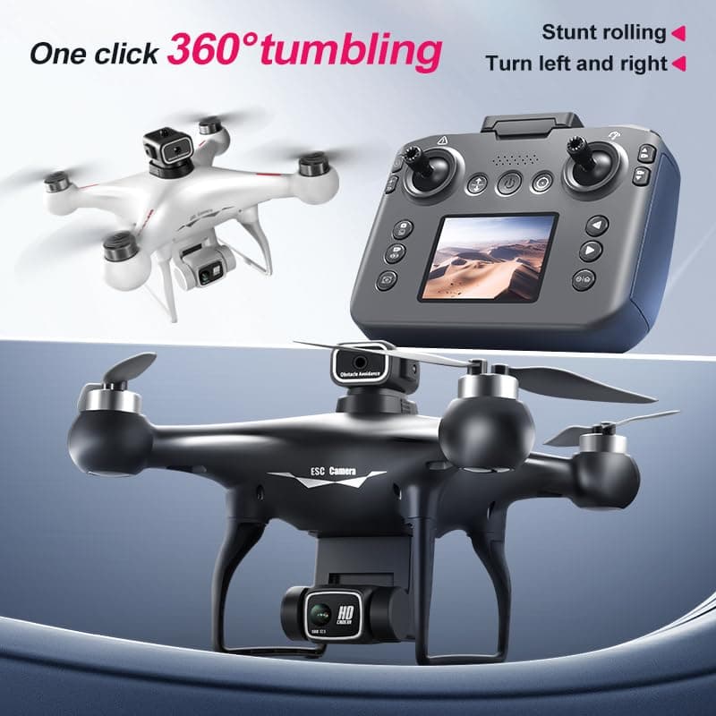 RC Hobby Drone with Screen Display Remote Control, 1080P Dual Camera, Speed Adjustment, Altitude Hold, One-Key Takeoff, 3D Flips, 2 Batteries, Hovering, Brushless Motor, APP Control, Plane Copter, LED Lights, Adult Beginners FPV Quadcopter Airplane Helicopter, Drone Kids For Age 8-12 (Black)