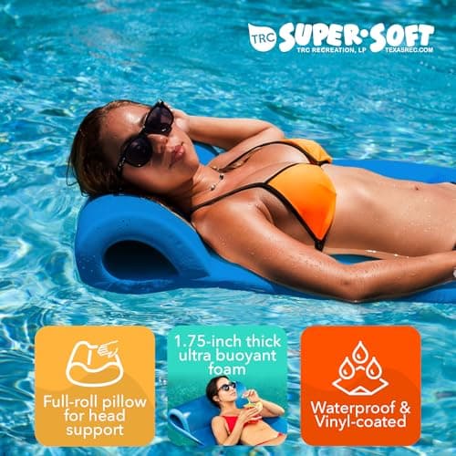 TRC Recreation Sunsation Thick Foam Pool Float Lounger w/Headrest for Lounging & Sunbathing in Swimming Pools, Beaches & Lakes