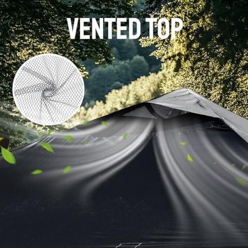 CROWN SHADES 10x10 Pop Up Canopy Tent - Patented Center Lock One Push Instant Outdoor Canopy Beach Tent with STO-N-Go Bag 8 Stakes & 4 Sand Bags,Black