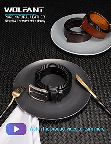 WOLFANT 1.5" Full Grain Leather Belt for Men in Gift Box,100% Italian Real Solid Leather