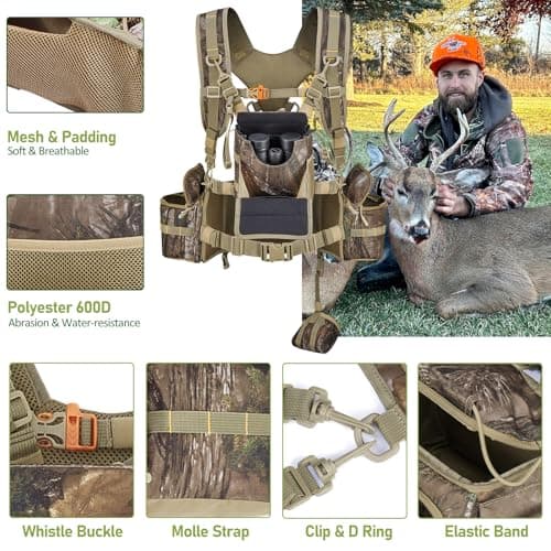 Hunting Fanny Pack for Men, Camo Waist Pack for Hunter, Fanny Hunting Backpack with Rifle, Shotgun, and Bow Holder (Fanny Pack Upgrade)