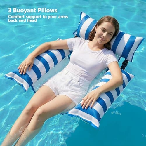 Jasonwell Inflatable Pool Floats Adult - Fabric Pool Floaties Chair Lake Beach Floating Lounger Chair Swimming Pool Noodles Water Hammock Float Mesh Party Floaty Toys Fun for Adults Heavy Duty