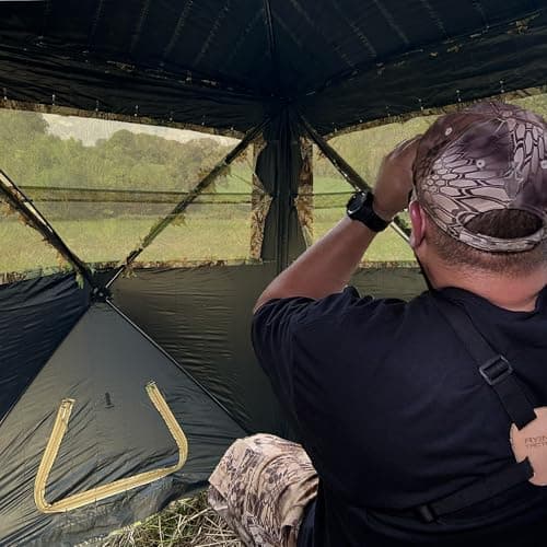 AYIN See Trough Pop Up Hunting Blind, See Thru Ground Blind - Essential Hunting Tent for Deer, Portable and Easy Setup, Ideal Hunting Essentials, Durable and Concealed Ground Blind