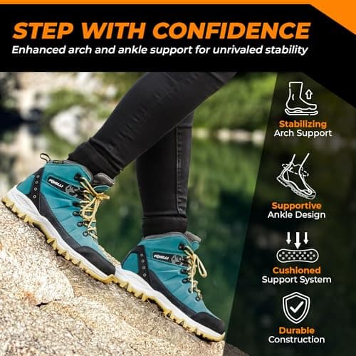 Foxelli Women’s Hiking Boots – Waterproof Lightweight Suede Leather Hiking Boots for Women with All-Day Comfort, Grip & Support for Trails, Travel & Outdoors