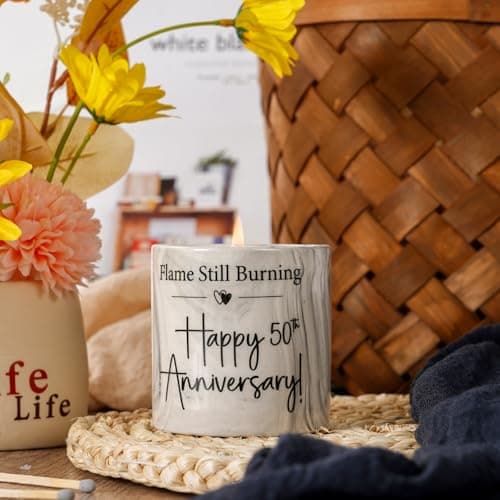 50th Anniversary Candle - 50th Wedding Anniversary Present for Couple & Parents, 50 Year Aniversario Gifts for Men, Women, Wife,Husband - 6 Oz Lavender Candle B0F896Y4LP