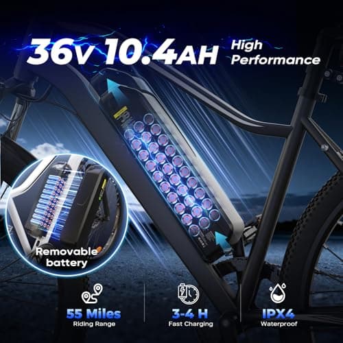 Electric Bike - Electric Bike for Adults 500W, Up to 55 Miles, 20MPH Electric Mountain Bike, 26'' Tires Lightweight E-Bike for Commuting Mountain Road Sand