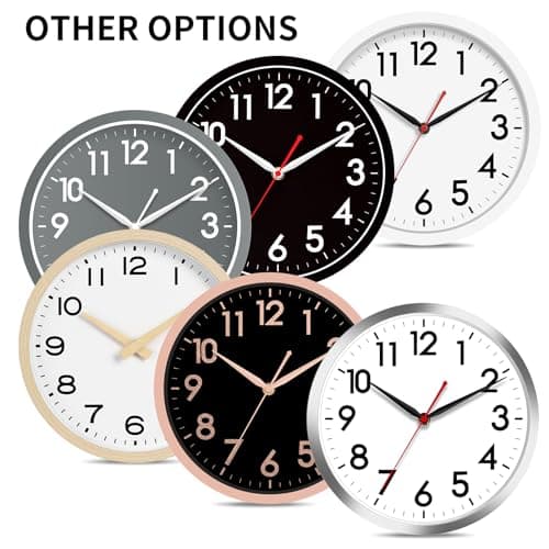 AKCISOT 12 Inch Wall Clock Silent Non-Ticking Modern Wall Clocks Battery Operated - Analog Classic Clock for Office, Home, Bathroom, Kitchen, Bedroom, School, Living Room(Black)