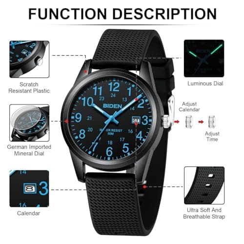 LN LENQIN Mens Watches Analog Quartz Sports Unisex 30M Waterproof Nurse Watch for Men Women Medical Professionals Military Time with Second Hand Glowing Easy to Read Dial