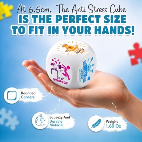 Stress squishy cube for office anxiety fidget breaks; funny coworker gift and white elephant gift for men and women Stress Cube – Squishy Fidget Toy for Adults, Quiet Stress Relief Desk Toy B0DRW6W926