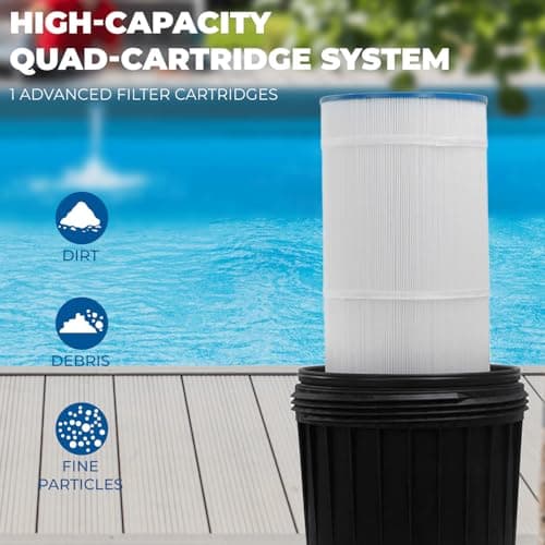 XtremepowerUS 200 sq/ft Pool Cartridge Filter for In-Ground Swimming Pool and Spa Pool Filter System for Pools Up to 72,000 Gallons, Black