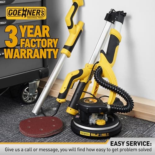 Drywall Sander, 6.5-amp Powerful Electric Drywall Sander with Vacuum, Anto Dust Removal, 7 Variable Speed, 900-1800RPM, Dustless Floor Sander with 26’ Power Cord for Popcorn Ceiling