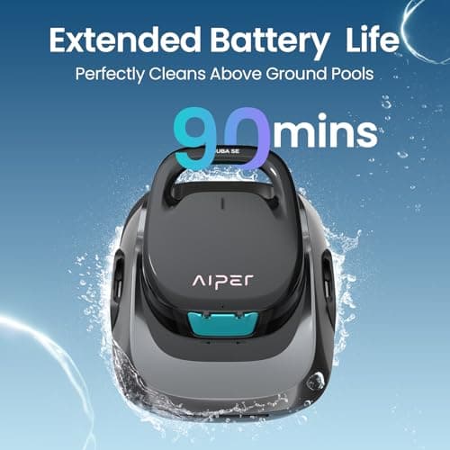 AIPER Scuba SE Cordless Pool Cleaner with 90-Min Runtime, Smart Self-Parking, Lightweight, Pool Vacuum for Above Ground Pools up to 860 Sq.ft