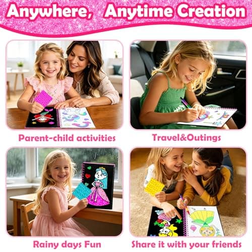Mess-Free & No-Glue Activity,Kids Ages 4-10 Create 16 Sparkly Princess Unicorn Pictures,Halloween Toy & Birthday Gift for Kid FUNNYB&G Foil Art Craft Kit for Kids, Halloween Crafts Gift Toy for Kids B0DK6DYYD8