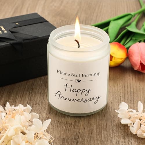Happy Anniversary Couple Gifts - 10th, 25th, 40th, 50th Wedding Anniversary Candle Gifts for Him, Her, Husband, Wife - 7oz Lavender Soy Wax Scented Candle