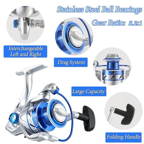 Tripquips Fishing Pole Combo, 6.9ft 2Pcs Telescopic Rods Set, Collapsible Fishing Rods, 2PCS Spinning Reel Set with Carrier Bag Freshwater Fishing Rod and Reel Combos Kits