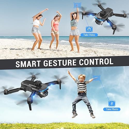 4K Drones with Camera for Kids,Drones for Adults withEmergency Stop, Headless Mode, 360° Flips, CarryingCase & 2 Batteries,Wireless RC Toys for Boys Girls(Black)