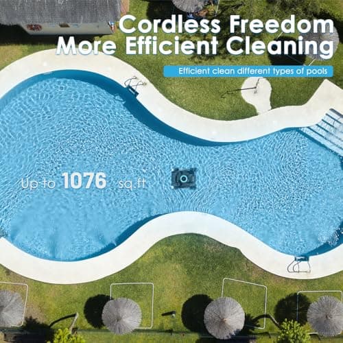Cordless Robotic Pool Cleaner, Wall Climbing, Lightweight, Extended Battery Life, 8L Large Capacity, Advanced Dual-Motor, X1 Auto Pool Vacuum for Inground & Above Ground Pools Up to 1100 Sq.Ft, Blue