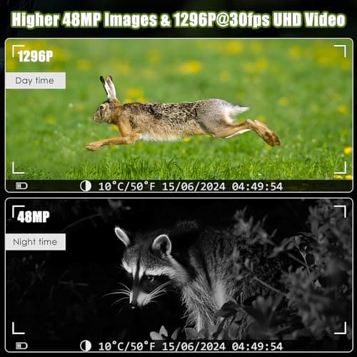 MAXDONE Solar Trail Camera WiFi Bluetooth - 48MP 30fps Game Camera with 5200mAh Rechargeable Battery, 0.1s Trigger Speed Motion Activated Trail Cam IP66 with 32GB TF Card for Wildlife Monitoring