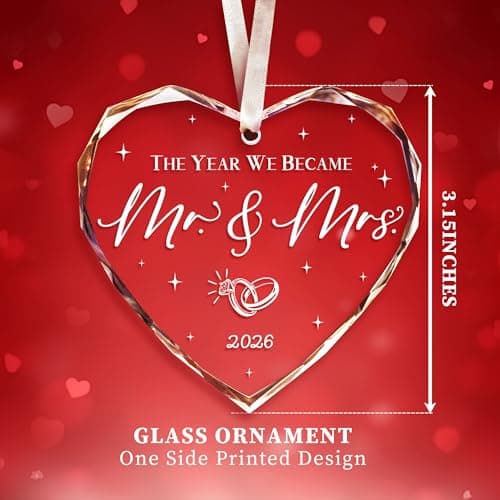 Mr and Mrs Gift for Newlywed, Future Mr Mrs - Just Married Party Decoration Christmas Glass Ornament - Wedding Registry Ideas Wedding Gift for Couples 2026 Bridal Shower Gift for Married Newlywed B0FW4YQ8FM