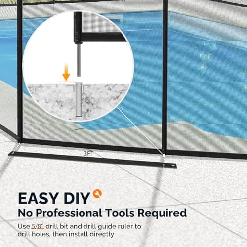 VINGLI Pool Fence 5Ft x 48Ft Swimming Pool Fence in Ground Pool Safety Fencing, Black