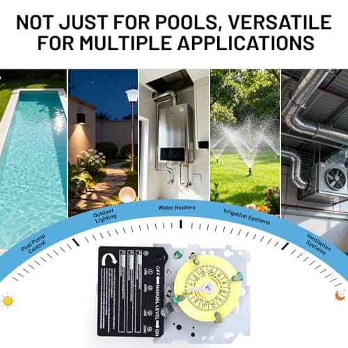 T104M Mechanical Time Switch (Mechanism Only), 208-277V AC 40A DPST, 24-Hour Dial with 12 ON/Off Trips, Heavy-Duty Timer Switch for Pool Pumps Water Heater Lighting and HVAC, with 4 Timer Trippers