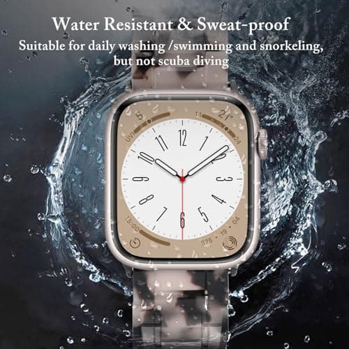 V.R.HOPE Resin Watch Band Compatible with Apple Watch Band for Women 38mm 40mm 41mm 42mm Tortoise Fashion Lightweight Bracelet Strap for iWatch Series 11/10/9/8/7/6/5/4/3/2/1/SE3 (Black Floral)