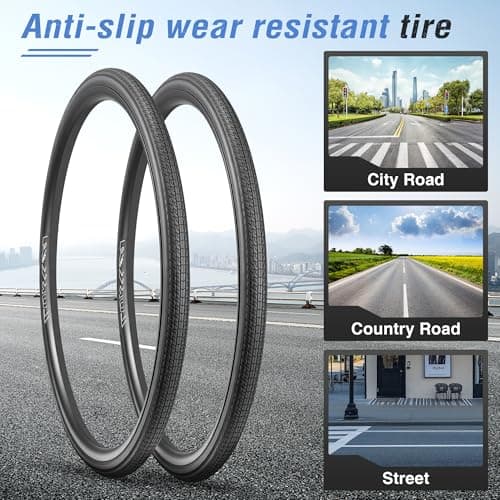 2-Pack 700x28/32/35c Road Bike Tire Set, Foldable Tires with Presta Valve FV48 Inner Tubes and Tires Lever,Suitable for Road Bikes、City Bikes、Touring Bicycle Bike