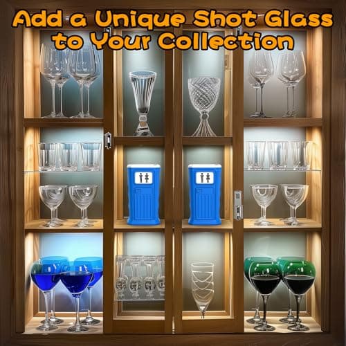 Funny Porta Potty Shot Glasses: White Elephant Gag Fun Novelty Yankee Party Exchange Gifts for Adults Men - Secret Dirty Santa Christmas Stocking Stuffers Ideas for Dad Husband Coworker Brother