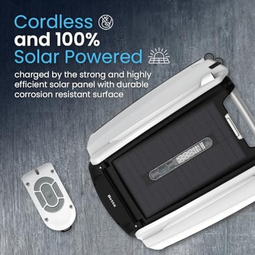 Betta SE Solar Powered Automatic Robotic Pool Surface Skimmer Cleaner with 24/7 Continuous Cleaning Battery Power and Re-Engineered Twin Salt Chlorine Tolerant Motors (White)