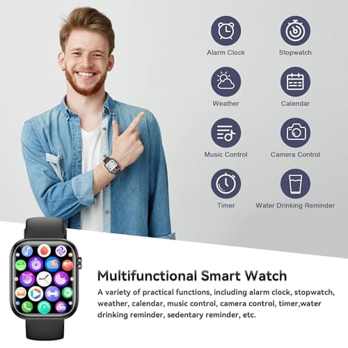 Smart Watch for Men Women(Answer/Make Call), 1.83" Fitness Watch with Heart Rate/Blood Pressure/Blood Oxygen, Pedometer, Sleep Tracker,120+ Sport Modes, IP68 Waterproof Fitness Tracker for Android iOS