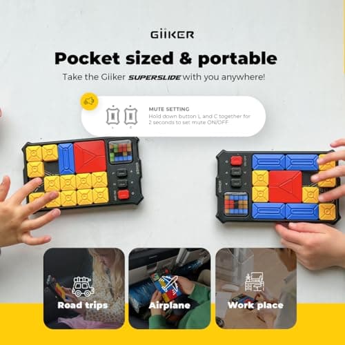 GiiKER Super Slide Puzzle Games, Original 500+ Challenges Brain Teaser Puzzle, Toys for Kids Teens, Travel Games Birthday Gifts Stocking Stuffers for Boys Girls, Activities for Road Trips