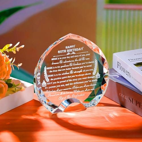 60th Birthday Gifts for Women Men - Crystal Heart Personalized 1964 60 Year Old Present for Her Him - Happy Birthday Gift Ideas for Mom Dad Unique
