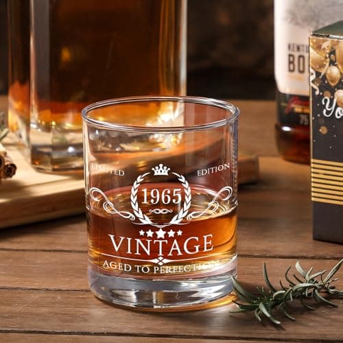 AOZITA 60th Birthday Gifts for Men - 60th Birthday Decorations for Men, Party Supplies - 60th Anniversary, Bday Gifts Ideas for Him, Dad, Husband, Friends - 11oz Whiskey Glass