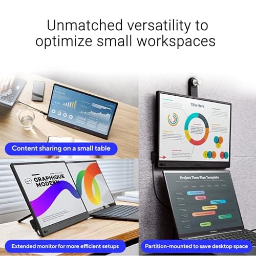 ASUS ZenScreen 15.6” Portable Monitor for Laptop (MB169CK) - Dual USB-C, Mini-HDMI, Plug & Play External Screen for Travel Dual Setup, Full HD, IPS, Anti-Glare Surface, 360° Kickstand, 3yr Warranty