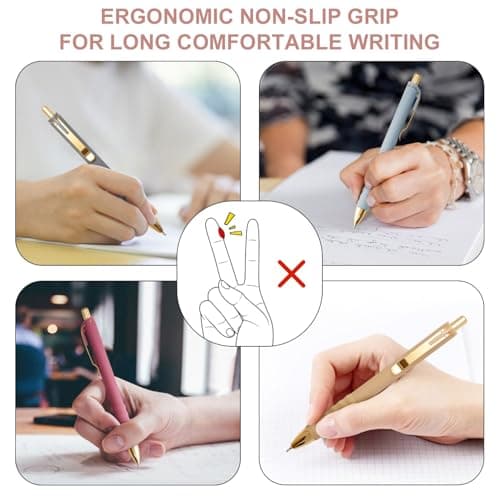 Linbsunne Ballpoint Pens Black Medium Point 1mm with Super Soft Grip Ball Point Pen for Men Women Retractable(style2, 12 pcs)
